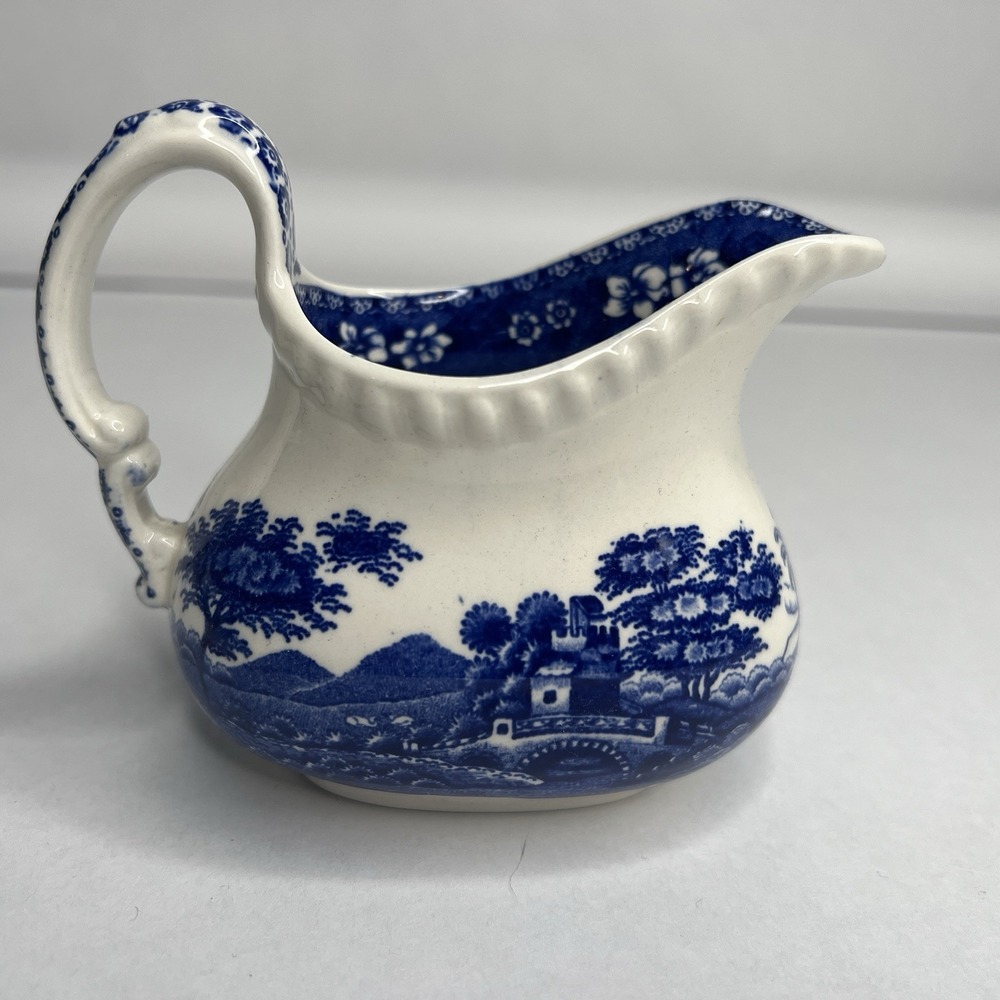 Vtg Copeland Spode Tower Pink Creamer Jug Pitcher - Old Blue Oval Mark England